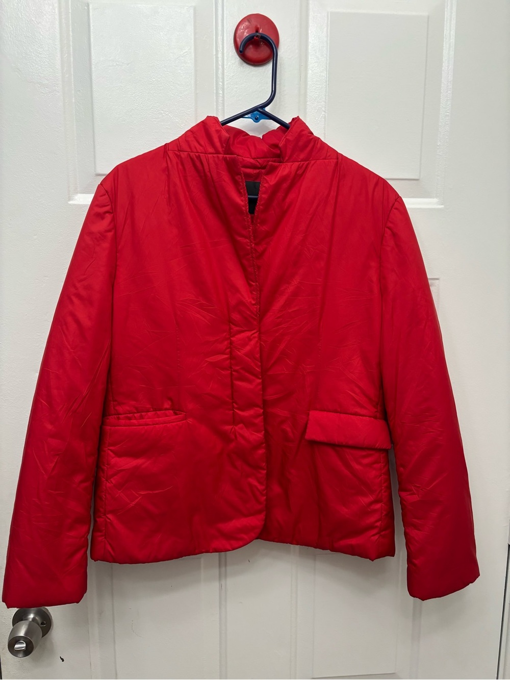 Theory Women's Red Lightweight Puffer Blazer Jacket